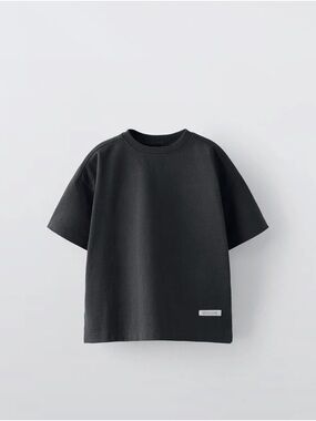 Zara Black Short-Sleeve Crewneck Tee for Kids